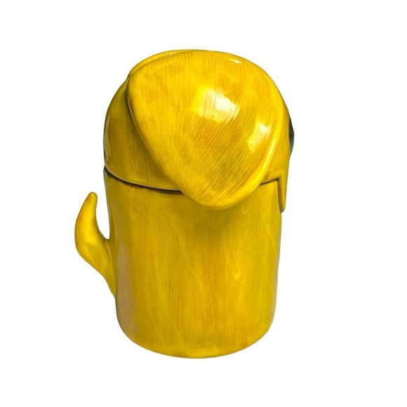 Ceramic Yellow Dog Art Nancy Hopkins Designs Jar Vessel Trinket Memory Box USA - Picture 2 of 14